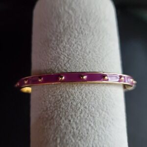 Kate Spade New York Purple Enamel Gold Tone Studded Bangle Bracelet NWT